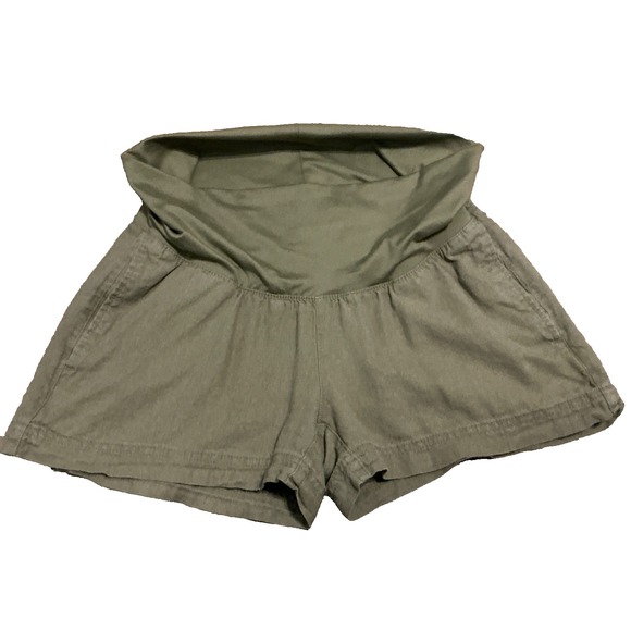 Old Navy Pants - Old Navy Maternity Shorts Linen Blend Pull On Coastal Beach Green Medium